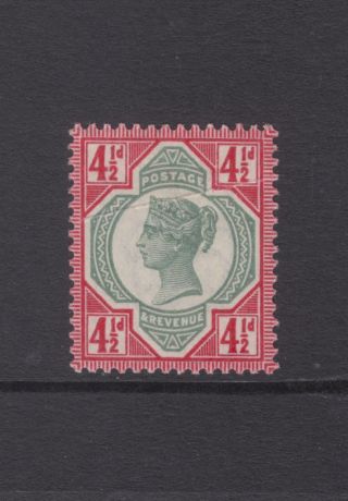 Gb Qv 4.  1/2d Green & Deep Bright Carmine Sg206a Hinged Jubilee 1892 Stamp