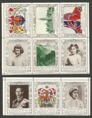 Canada 1939 Royal Visit Souvenir With 9 Labels