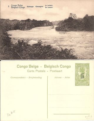 7) Belgium Congo Illustrated Postal Stationery Card Postcard 3) River
