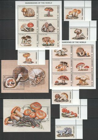 J1496 Grenada Flora Nature Mushrooms Of The World 2kb,  2bl,  1set Mnh