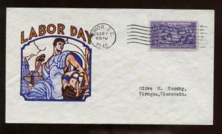 Us South Carolina Event Cover (labor Day) 1940 Union Franked With 855 Baseball