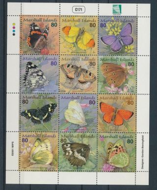 Lk64393 Marshall Islands Insects Bugs Flora Butterflies Good Sheet Mnh