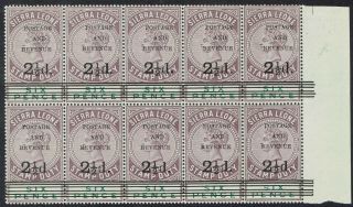 Sierra Leone 1897 Qv Postage And Revenue 21/2d On 6d / Block