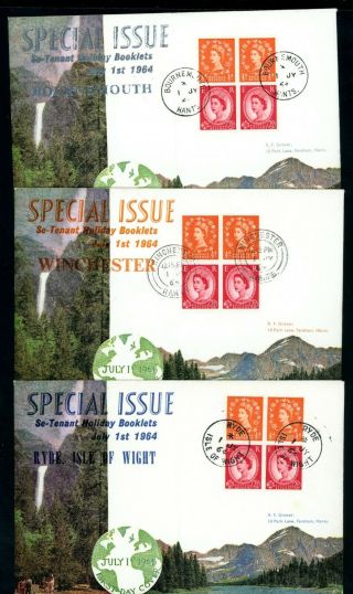 1964 Holiday Booklet First Day Covers (3) Special Postmark (s190)