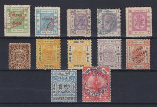 China Shanghai Local Post 1886 - 1893,  12 Stamps