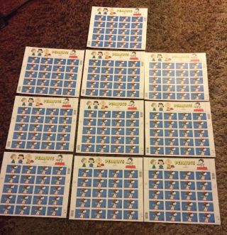 10 Sheets Us Stamps Peanuts 34 Cents From 2000