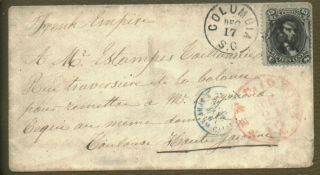 1867 Transatlantic Cover Columbia,  Sc To France