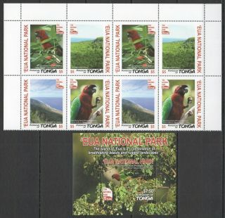 Kt10 2017 Tonga Birds Parrots National Park 25 Years Michel 52 Euro 2set,  Bl Mnh