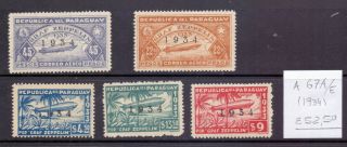 Paraguay 1934.  Air Mail Stamp.  Yt A67a/e.  €52.  50