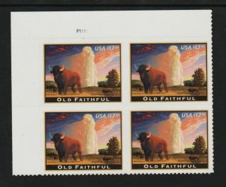 U.  S.  4379 Plate Block - Old Faithful Express Stamp - Face $ 70.  00