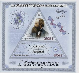 Gabon 2014 James Maxwell Electromagnetics 2 Stamp Souvenir Sheet 7f - 090