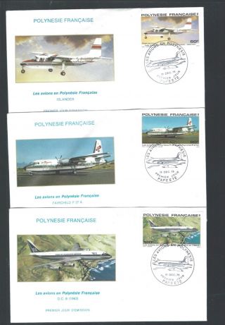 French Polynesia 1979 Stamp Set On Cacheted Fdc - Aircraft