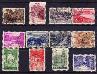 Macau Macao Sc 324 - 335 (1948) Local Views Full Set Vf