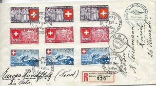 Switzerland 1939 National Exhibition 9 Stamps On Reg Zurich Cover To Oslo 272