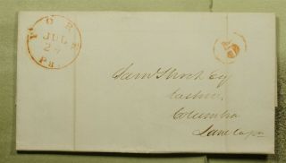 Dr Who 1850 York Pa Stampless Folded Letter Postage Paid C132656