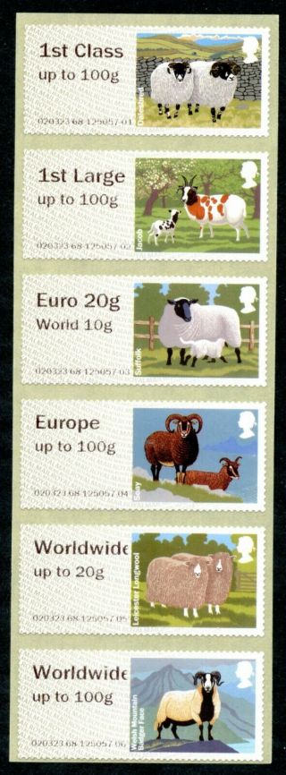 Ncr Sheep Coll Strip/6 W.  Eu 100g Ww To 100g Current Postal Rates Post & Go