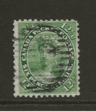 1859 Qv Colony Of Canada Sg39 12.  5c Yellow Green Qv Packet Postage Good To Fine