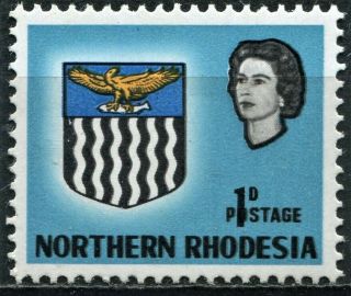 Northern Rhodesia 1963,  Sg 76,  1d Light Blue - Misplaced Value Error