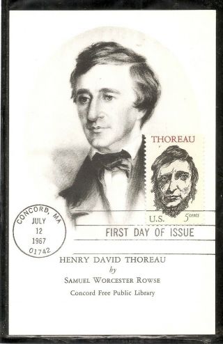 Us Scott 1327 Henry David Thoreau Fdc.  By Samuel Worcester Rowse.  Post Card