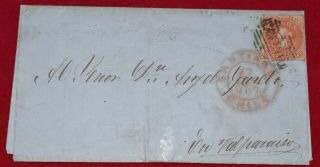Chile Santiago To Valparaiso 1867 Single Franked Cover