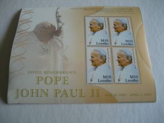 Lesotho 2005 Pope John Paul Ii 1920 - 2005 Sheetlet