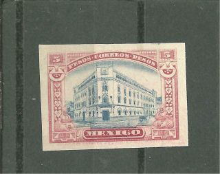 Mexico 1915 5 Pesos Proof Blue And Claret Frame (q129)