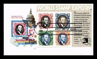 Us Cover World Stamp Expo 89 Souvenir Sheet Fdc House Of Farnum Cachet