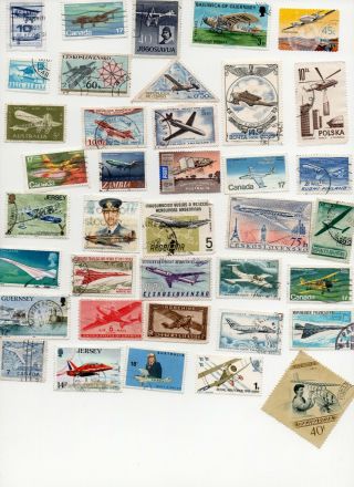 Aircraft On Stamps 50 All Different - Off Paper