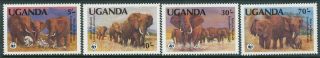 Uganda 1983 Wwf Elephants Set Mnh Endangered Species Bin Gb£3.  00