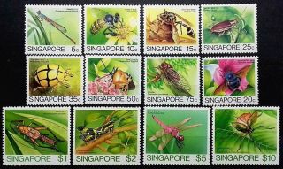 Singapore 1985 Insects Sg 491 - 502 Mnh Og Fresh