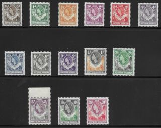 Northern Rhodesia 1953 Qe Ii Complete Set Of 14 Mnh.  Sg 61/74 £85