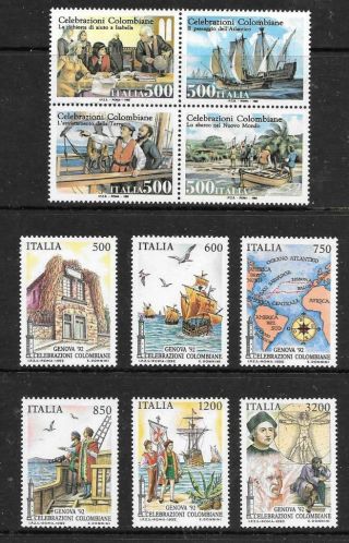 Italy - 1992.  Discovery Of America - & Genova Stamp Exn - 2 X Mnh Sets.  Cat £18