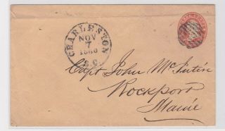 Charleston Sc Postmark On Stamped Envelope To Rockport Me November 1860 2 H10