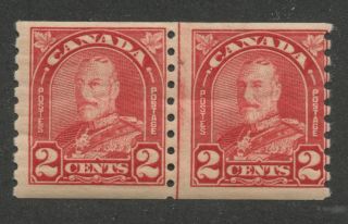 Canada 1930 Kgv Arch/leaf 2c Deep Red Line Coil Pair 181i Mlh