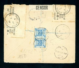 Jerusalem 1918 A.  P.  O.  Sz22 Censor Cover To Port Said (faults) (au043)