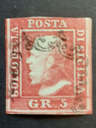 Italy 1859 Great Gr 5 Sicily Stamp As Per Photos Cv $1.  100.  00.