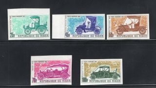 1969 Niger Imperf Automobile 5 Stamp Air Mail Set 25fr - 100fr Scott C106 - 110