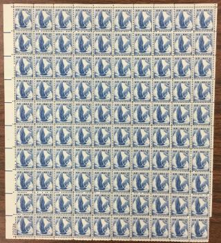C - 48 Eagle In Flight,  Blue.  Mnh 4¢ Sheet Of 100.  Issued In 1954