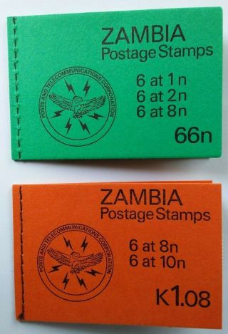 Zambia 1981 Sb8 66n & Sb9 K1.  08 Booklets