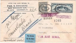 1940 Not Censored Registered Prexie Atlantic Clipper Air Mail Cover To Holland