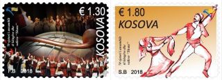 Kosovo Stamp 2018.  70th Ann.  Of Folk Songs And Dances Ensemble Shota.  Set Mnh