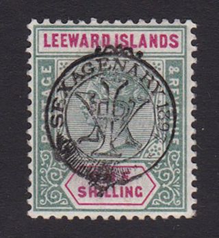 Leeward Islands.  Sg 15,  1/ - Green & Carmine.  Mounted.