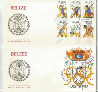 Belize 1988 Olympic Games Seoul First Day Covers