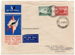 1934 Australia First Flight Cover Cloncurry To Darwin,  Very High Value