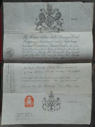 Great Britain - Russia 1889 Passport For 2 Ladies Visiting Russia,  Revenue Stamps