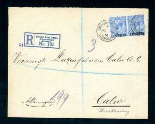Constantinople British P.  O.  Registered Cover To Germany (au357)