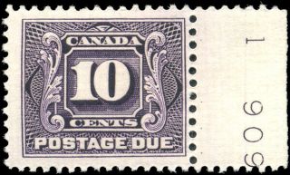 Canada J5 F - Vf Og H 1928 Postage Due 10c Reddish Violet Part Inscription