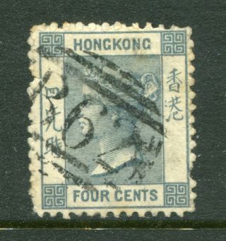 1870 China Hong Kong Qv 4c Stamp (perfs 12.  5 Slate) B62 Killer Chop