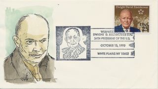 2513 Dwight D.  Eisenhower Hand Painted Rwh? Cachet First Day Cover