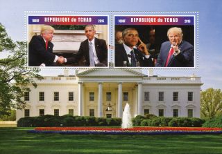 Chad 2016 Mnh Donald Trump Barack Obama 2v M/s Politicians Us Presidents Stamps